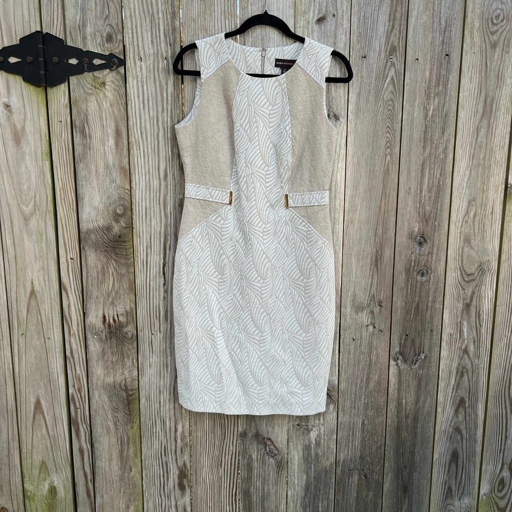 DANA BUCHMAN Beige and Cream Sleeveless Dress Women’s 6 - Picture 2 of 13